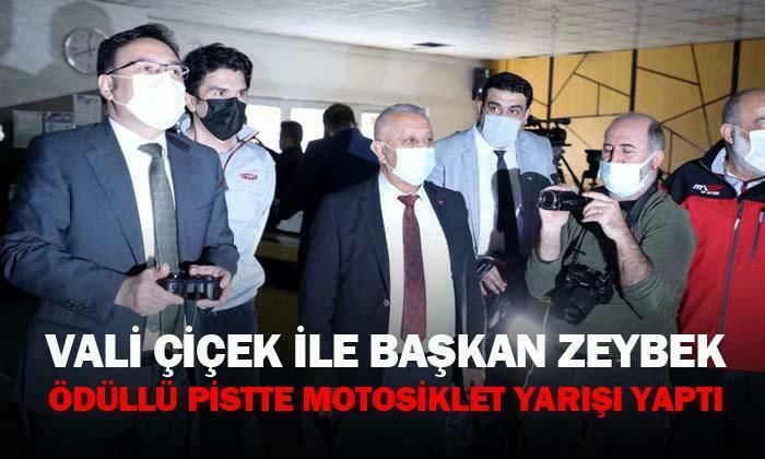 Vali Çiçek ile Başkan Zeybek ödüllü piste yarıştı