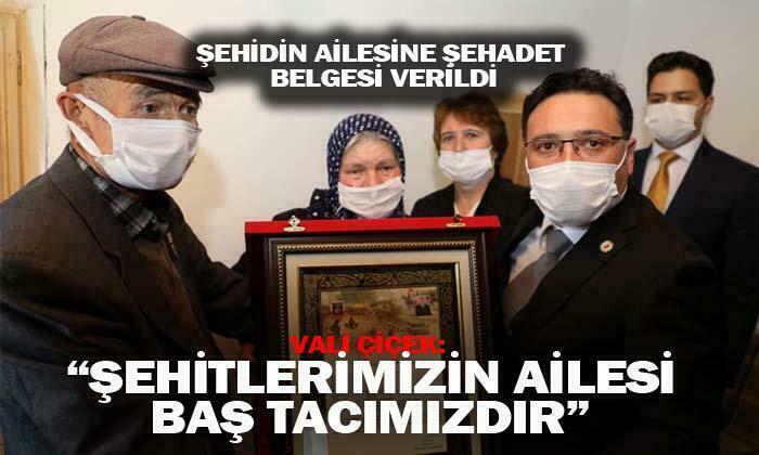 Şehdimizin ailesine şehadet belgesi verildi