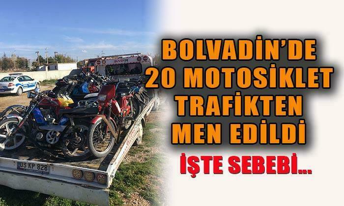 Bolvadin’de 20 motosiklet trafikten men edildi