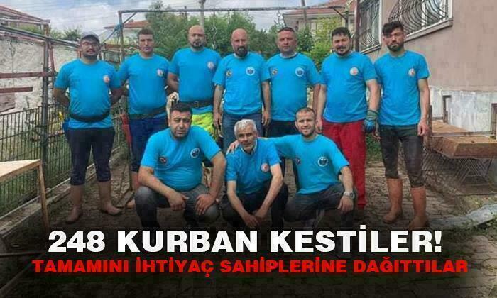 248 kurban kesip ihtiyaç sahiplerine dağıttılar