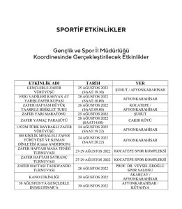 ZAFER -HAFTASI SPORTİF FAALİYETLER