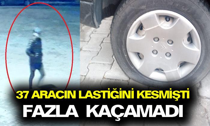 Afyonkarahisar’da 37 aracın lastiğini kesmişti fazla kaçamadı