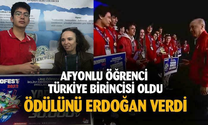 Afyonkarahisarlı öğrenci Türkiye birincisi oldu, ödülünü Cumhurbaşkanı Erdoğan verdi