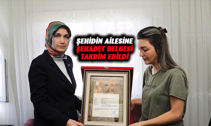 Şehidin şahadet belgesi ailesine teslim edildi