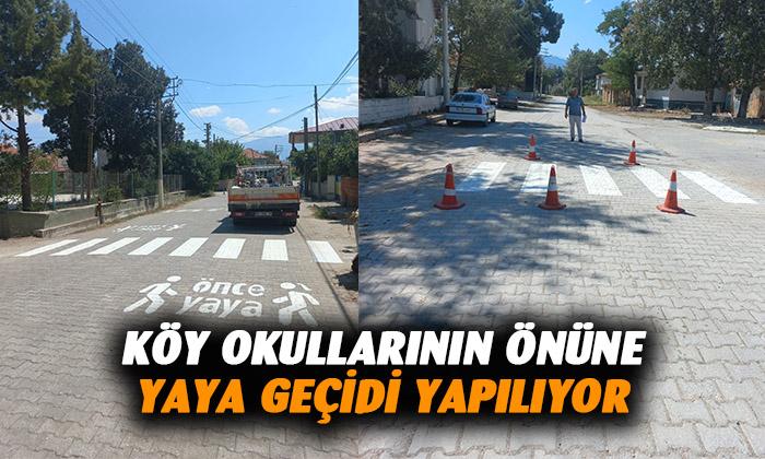 Köy okulları önüne yaya ve okul geçidi yapıldı