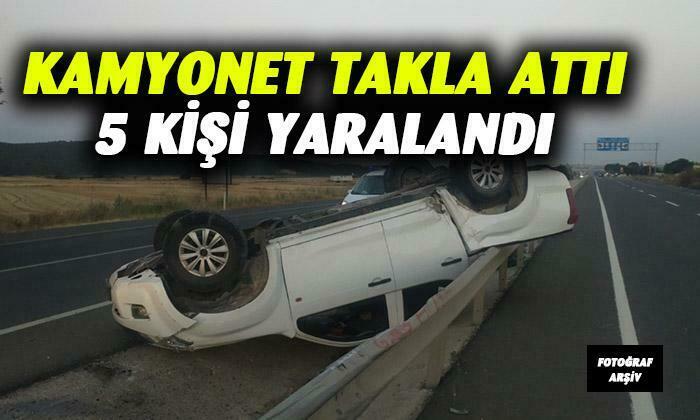 Afyonkarahisar’da kamyonet takla attı 5 kişi yaralandı