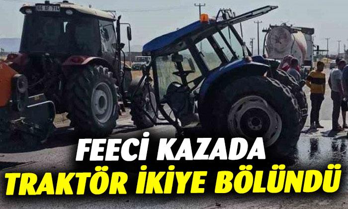 Afyonkarahisar’da traktör ikiye bölündü