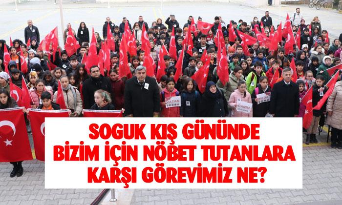 Şehitler için saygı duruşun bulunuldu