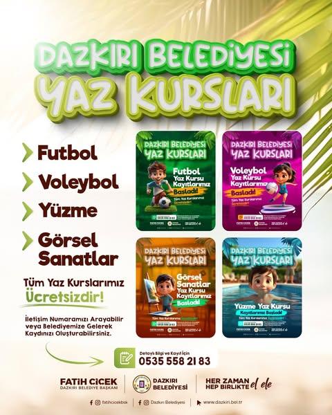 Dazkırı Belediyesi Ücretsiz Yaz Kursları Kayıtları Başladı