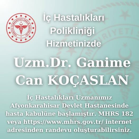 Afyonkarahisar Devlet Hastanesi’ne Yeni İç Hastalıkları Uzmanı Atandı